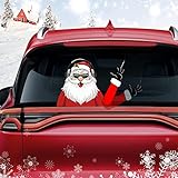 Vesvory Weihnachtsmann Heckscheibenwischer-Aufkleber, Weihnachtsmann winkender Arm, Auto-Aufkleber für Heckscheibe, Auto-Zubehör (Weihnachtsmann trägt Kopfhörer)