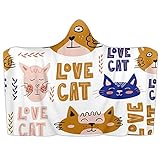 Süße Cartoon-Katzen – Tier-Haustier, super weiche Decke für drinnen und draußen, mit Kapuze | tragbare Decke zum Wickeln | geeignet für Kinder und Erwachsene, Halloween