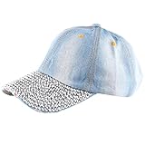 Damen Herren Strass Baseballmütze Unisex Snapback Hip Hop Flat Hat Mützen Damen Klein (Blue, One Size)
