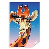 Postereck - 1713 - Giraffe, Make Up Lidstrich Comic Schminke Fashion - Spruch Schrift Wandposter Fotoposter Bilder Wandbild Wandbilder - Poster - 4:3 - 81,0 cm x 61,0 cm