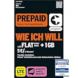 congstar Prepaid wie ich Will SIM-Karte ohne Vertrag I Prepaid-Guthaben Wunschmix in D-Netz-Qualität I frei wählen 1-15 GB & 9 Ct. pro Min/SMS – Flat I alle 4 Wochen neu Mixen I 10 EUR Startguthab