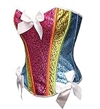 Bslingerie® Regenbogen Farbe Pailletten Vollbrust Korsett Corsage Korsagen (XXL - EU 42, Regenbogen)