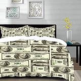 Bettwäsche 3 Teilig Bettgarnitur,Geld-Dollar-Scheine der US-Notenbank mit dem Porträt von Ben Franklin,Gemütlich Mikrofaser Bettbezug Set 1 Bettbezug Set 220 x 240 cm