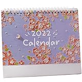 YMXWFC Tischkalender 2022 Kleiner Tisch Kalender 2022 Neujahr Einfache Ölgemälde, Schreibtischkalender Multifunktionszeitplanplan Notebook Daily Spiel Termine Rekordzeit (Color : Purple)