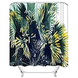 Tropische Pflanze Duschvorhang, Vintage Pflanze Wasserdicht Polyestergewebe Badezimmer Dekor Duschvorhang Mit Haken S.2 150x200cm