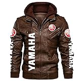 SPONYBORTY Faux Leather Bomber Jacket for Ya.MA-ha Printed Windbreaker Racing Coats Radsportjacke wear Männer/B/L
