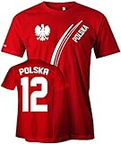 Jayess Polska Fan T-Shirt 103 - Polska 12 Druck - Herren Rot Gr. L
