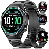 MEGALITH Smartwatch Herren Fitness Uhren: 1,52 Zoll Wasserdicht Sport Pulsmesser Smart Watch Schwarz - Tracker Schrittzähler Blutdruckmessung Kompatibel iOS Android F