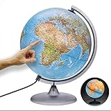 ORBIT GLOBES & MAPS - Leuchtglobus - 30cm Globus mit stabilem Standfuß, Kartenbild 2023 physikalisch/politisch mit LED Leuchte, Aktuelles deutsches Kartenb