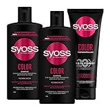 Syoss Shampoo Color (440 ml), Haarshampoo für colorierte, gesträhnte und gefärbte Haare, schützt bis zu 12 Wochen vor dem Verblassen, vegane Formel mit Tsubaki-Blüte + Tiefen-Spülung Color, 250 ML