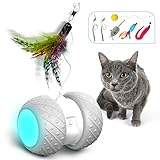 HOFIT Interaktives Elektrischer Katzenspielzeug Automatischer Drehender Katzenball mit LED-Lichtspielzeug,Katzen Roller Ball Intelligenzspielzeug Für Kätzchen und Hund