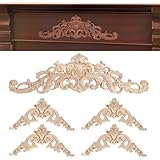 Winter Shore Holzornamente für Möbel [5er-Pack] - Elegante Geschnitzte Zierleisten Holz für DIY-Deko, Ornament Holz für Schrank, Bettrahmen, Türrahmen, Kommode - 2 Größen: 40 x 11 cm & 15 x 15