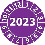 Jahresprüfplakette 2023, Vinylfolie, selbstklebend, Prüfaufkleber, Jahresplakette für das Jahr 2023 (30 mm Ø, Violett, 100)