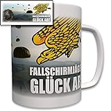 Fallschirmjäger Glück ab! Barettabzeichen Fallschirm Fallschirmsprung Bundeswehr Bw Wappen Abzeichen Emblem - Tasse Becher Kaffee #6980