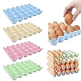 EMAGEREN 4 Stück Eierhalter für kühlschrank 24 Eier Eieraufbewahrungsboxen Eierbehälter aus Kunststoff Stapelbar Ei Halter Eiereinsatz Eierschalen für Kühlschranktüre Kühlschrank (4 Farben)