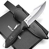 Wolfgangs W1 Outdoor Messer feststehende Klinge - Inkl. Scheide - Ideales Jagdmesser aus einem Stück 440C Stahl gefertigt - Premium Survival Messer - Perfektes Bushcraft Messer Outdoor (Silber)