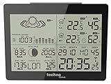 Technoline WS 6760 moderne Wetterstation mit Vorhersage von Wettersituation und Anzeige von Mondphasen in Form von Icons, hochglanz, schwarz, 17,1 x 5 x 12,3 cm
