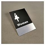 HWASH Doppelseitige Toiletten-Erinnerungskarten for Männer Und Frauen, Badezimmerschilder for Männer Und Frauen Sind for Hotel-WC-Logo-Schilder 13 X 19 cm Geeignet (Color : Silver, Size : Women)