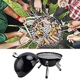 Shanrya BBQ-Grill, Holzkohlegrill Antihaft-Mini-Kugelgrill mit Netz für Picknick