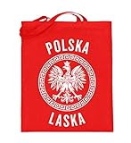 Hochwertiger Jutebeutel (mit langen Henkeln) - Polen Frauen Trikot Emblem Adler Wappen Fahne Polnische Flagge Polska Laska Geschenk