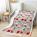 Loussiesd Kinder Feuerwehr Kuscheldecke Jungen Feuerwehr Feuerwehrmann Decke 150x200cm Rotes Feuerwehrauto Fahrzeug Muster Wohndecke für M?dchen Schlafzimmer Dekor Flanell Fleecedeck
