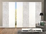Home Fashion 96533 | 6er-Set Schiebegardinen Madera | blickdichter Dekostoff & transparenter Halborganza | Farbe: Natur | 6X jeweils 245x60 cm