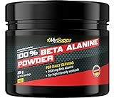MySupps- 100% Beta Alanin Powder, 5000mg Beta Alanin + Vitamin B6 pro Portion, Workout Formula für Sportler & Athleten, 60 hochintensive Portionen, Made in Germany- 300g Pulver