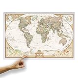 ORBIT Globes & Maps - Weltkarte mit Kartenbild von National Geographic - Landkarte classic auf Canvas-Leinwand, Aktuell 2020, 116x75 cm, englisch, Retro bzw. Vintage-Look
