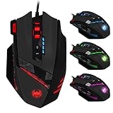 zelotes Kabelgebundene Gaming-Maus, 4000 DPI, 12 programmierbare Tasten, PC-Gaming-Maus, ergonomische RGB-Maus, USB-kabelgebundene optische Maus, Computer-Gaming-Gaming für PC, Laptop, M
