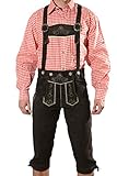 Bayerische Herren Trachten Lederhose, Trachtenlederhose mit Trägern, original in Dunkelbraun, Oktoberfest, Größe 52