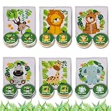 Bada Bing 12er Set Magisches Handtuch Safari Tiere Zoo Zauberhafte Baumwoll-Waschlappen Zauberhandtuch für Kinder ca. 30x30 cm Gastgeschenk Kindergeburtstag