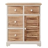 Rebecca Mobili Kommode Schubladenschrank Weiß Hellbraun 4 Schubladen 1 Tür Holz Design Wohneinrichtung Wohnzimmer Badezimmer - Maße: 70x60x30 cm (HxLxB) - Art. RE6068