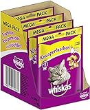 Whiskas Katzensnacks Knuspertaschen mit Huhn & Käse, 4 Packungen (4 x 180 g)