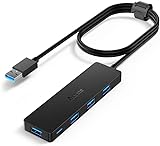 Aceele USB Hub 3.0 mit verlängertem 120cm Kabel, Ultra dünn USB Hub auf 4 USB 3.0 verlängerung, kompatibel mit Desktop-Computer, MacBook Pro/Air, iMac,Surface Pro,PS 4 und weiteren Laptops