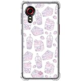 Movilshop Schutzhülle für Samsung Galaxy X Cover 5, niedliches Design, Erdbeer-Desserts, Pastellrosa, verstärkt, Silikon, 1,5 mm, Dicke, flexibel, transparent