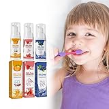Schaumstoff-Zahnpasta für Kinder, mit Fruchtgeschmack, 60 ml, Anti-Hohlraum-Fluoridfrei, natürliche Formel, superfeiner Schaum für die Mundreinigung und Hohlraumprävention von Kleinkindern (3 Stück)