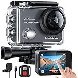 COOAU Action Cam 4K60fps 20MP Touchscreen WiFi Sport Kamaras mit 8 x Zoom, 6-Achsen-Anti-Shake-EIS, Unterwasserkamera 40M wasserdichtes Gehäuse, verstellbares externes Mikrofon, 2 x 1350-mAh-B