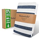 Naturstube  Geschirrtücher 4er Set je 50x65cm - Saugstarke & nachhaltige Geschirrhandtücher aus 100% Baumwolle, weiß blau kariert/gestreift