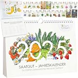 OwnGrown Saatgut Kalender 2024 Wandkalender A4 - Gartenkalender mit 24 Sorten Samen - Monatskalender für Kräuter, Gemüse, Obst, Blumen - Adventskalender 2024 Frauen und M