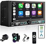 Alondy Autoradio 2Din mit 6.8 Zoll Bildschirm, Kompatibel mit [Wireless] Apple CarPlay/Android Auto Bluetooth Typ-C USB 2,1A Schnellladung Rückfahrkamera AM/FM/RDS Radio DS