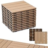 Randaco WPC Terrassenfliesen, 44er Set für 4m² 30x30cm WPC Fliesen Balkonfliesen Terrasse mit Drainage und Klicksystem, Leicht zu verlegen, Wasserfest und Rutschfest, Teak