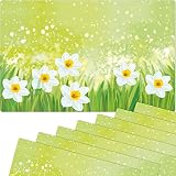 matches21 Frühlingshafte Tischsets Platzsets Motiv abwaschbar Ostern Osterglocken Blumen weiß grün 8er 43,5x28,5