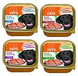 My Happy Pets 54x Hundefutter in 4 verschiedenen Sorten - Alleinfutter-Mittel für ausgewachsene Hunde - Nass-Futter - Feine Pastete - 54x300g