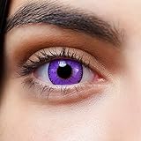 Kontaktlinsen farbig ohne Stärke lila | violette farbige crazy Jahreslinsen | weiche Linsen soft Hydrogel | 2 Stück Farblinsen + Linsenbehälter | 0.0 Dioptrien | natürliche Farben | Serie Devil Violet