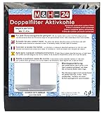 M&H-24 Filter Dunstabzugshaube Aktivkohle + Fettfilter Zuschneidbar - Aktiv-Kohlefilter für Abzugshaube Dunstabzug 60cm Dunstfilter Universal 57 x 47 cm Schwarz
