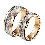 Beydodo Wolframcarbid Ringe Paare mit Gravur, Verlobungsringe Eheringe Paarpeis, 8MM 6MM Rosegold Ringe mit Metall Linie Damen Gr.60 (19.1) + Herren Gr.60 (19.1)
