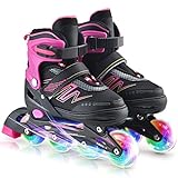 Ksodgun Inline Skates Verstellbare Rollerblades mit leuchtenden Rädern Für Kinder Jungen Mädchen Damen