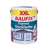 BAUFIX Express-Deckfarbe, Wetterschutzfarbe Anthrazitgrau, 5 Liter, wetterbeständige Deckfarbe für außen und innen, geeignet für Holz, Putz, Mauerwerk, Möbel, Zäune, schnelle Trocknung…