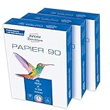 Avery Zweckform 2563 Drucker-/Kopierpapier (1.500 Blatt, 90 g/m², DIN A4 Papier, hochweiß, für alle Drucker) 1 Box mit 3 Pack