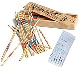 Mikado-Spiel, 41 farbige Stäbchen im Holzset mit Box, für Kinder & Erwachsene
